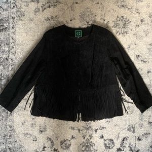 NWT Black Suede Jacket with Fringe